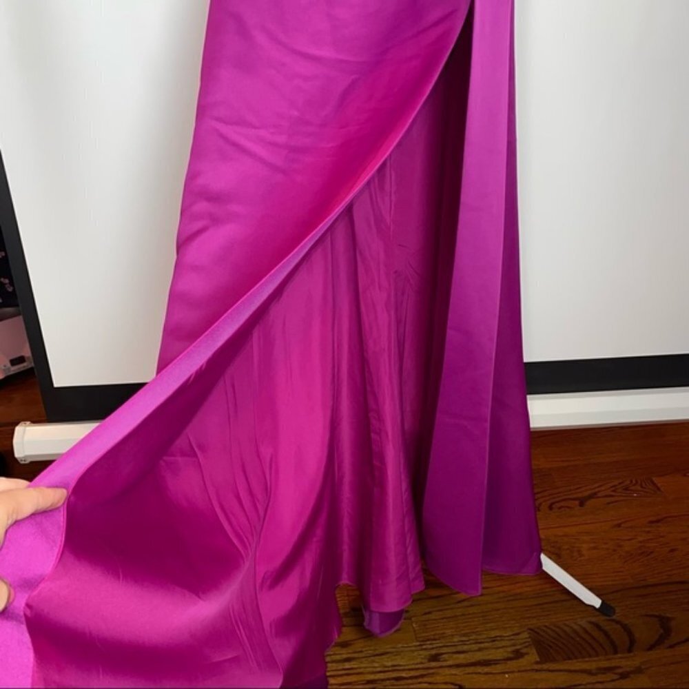 NEW Glamour Terani Couture Pink Fuchsia Off The Shoulder Beaded Gown Dress Prom - Picture 11 of 14